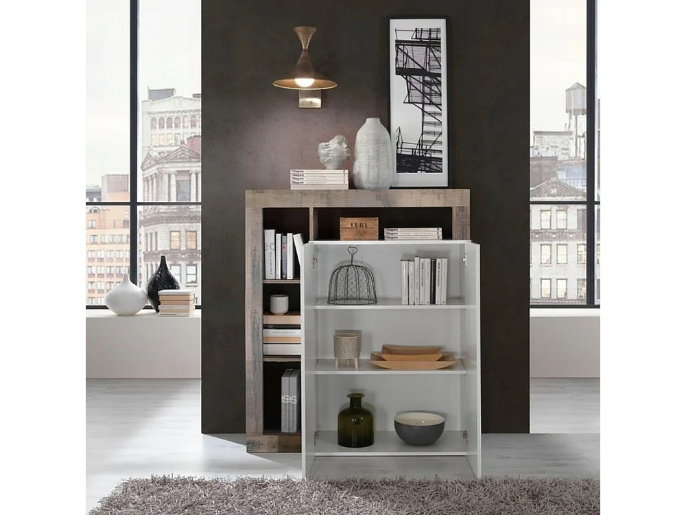 Credenza Mogol 108x42x127H colore bianco lucido pero