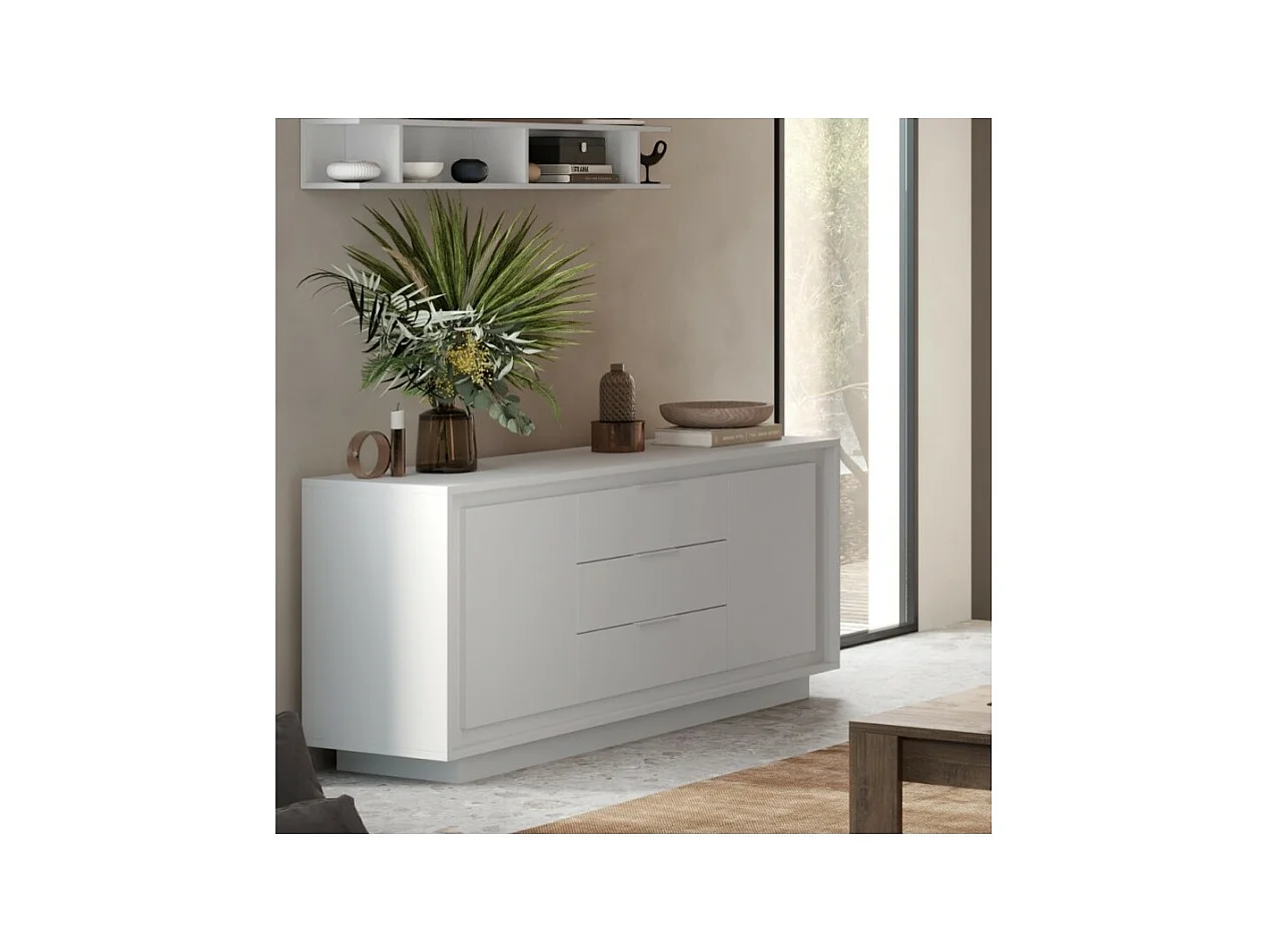 Madia 2 ante e 3 cassetti Tiki 180x40x80h colore bianco opaco