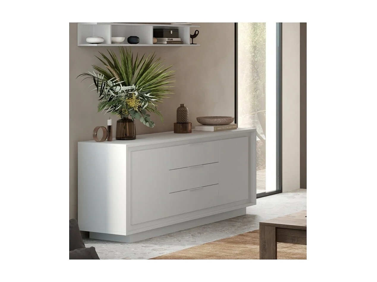 Madia 2 ante e 3 cassetti Tiki 180x40x80h colore bianco opaco