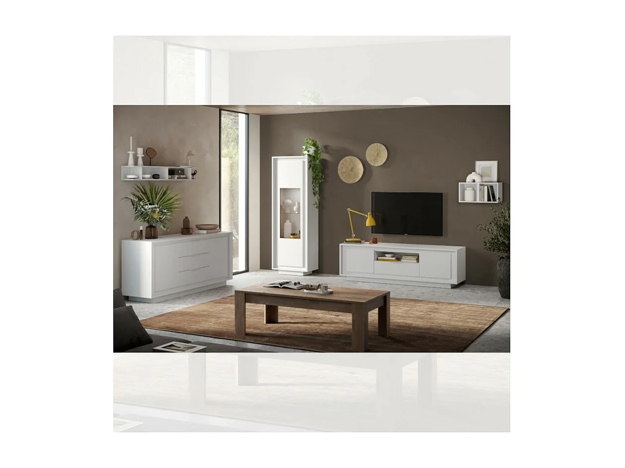 Madia 2 ante e 3 cassetti Tiki 180x40x80h colore bianco opaco