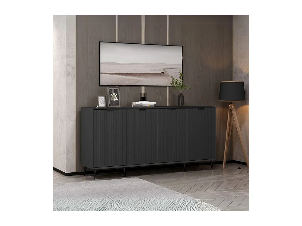 Madia Kale 4 ante antracite effetto cannettato 180x45x90H : Eleganza e Funzionalità