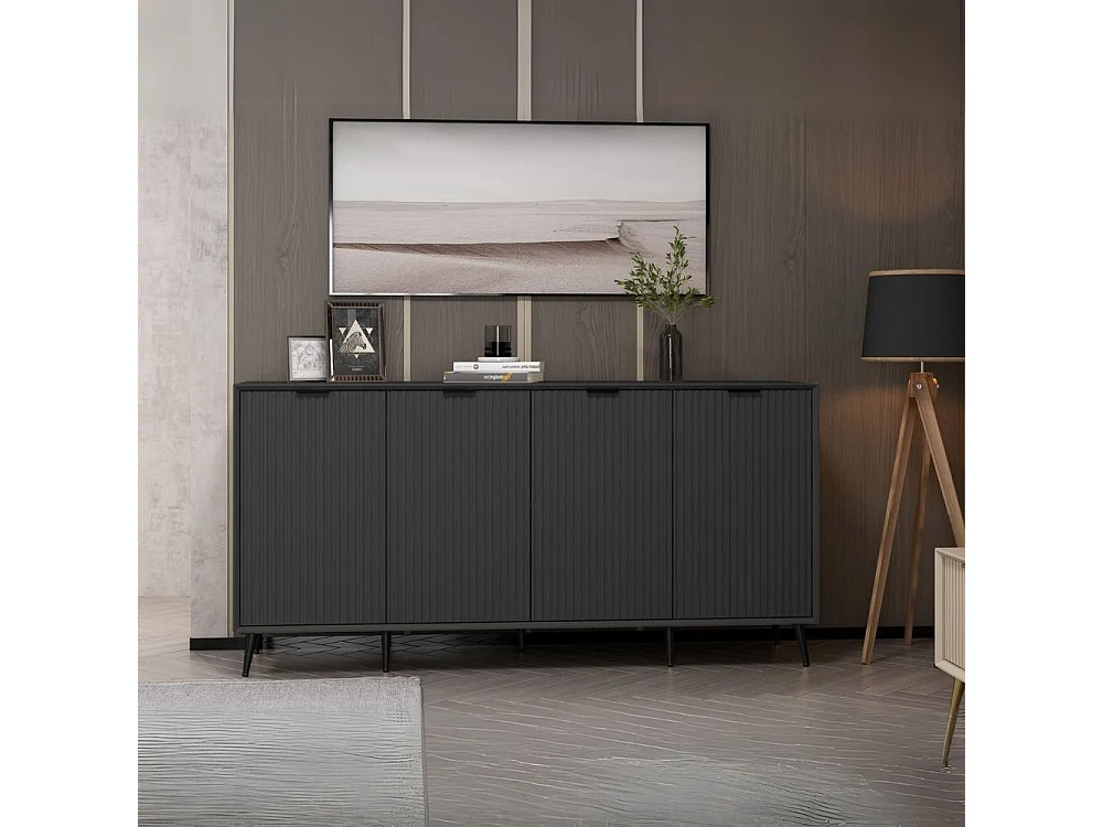 Madia Kale 4 ante antracite effetto cannettato 180x45x90H : Eleganza e Funzionalità