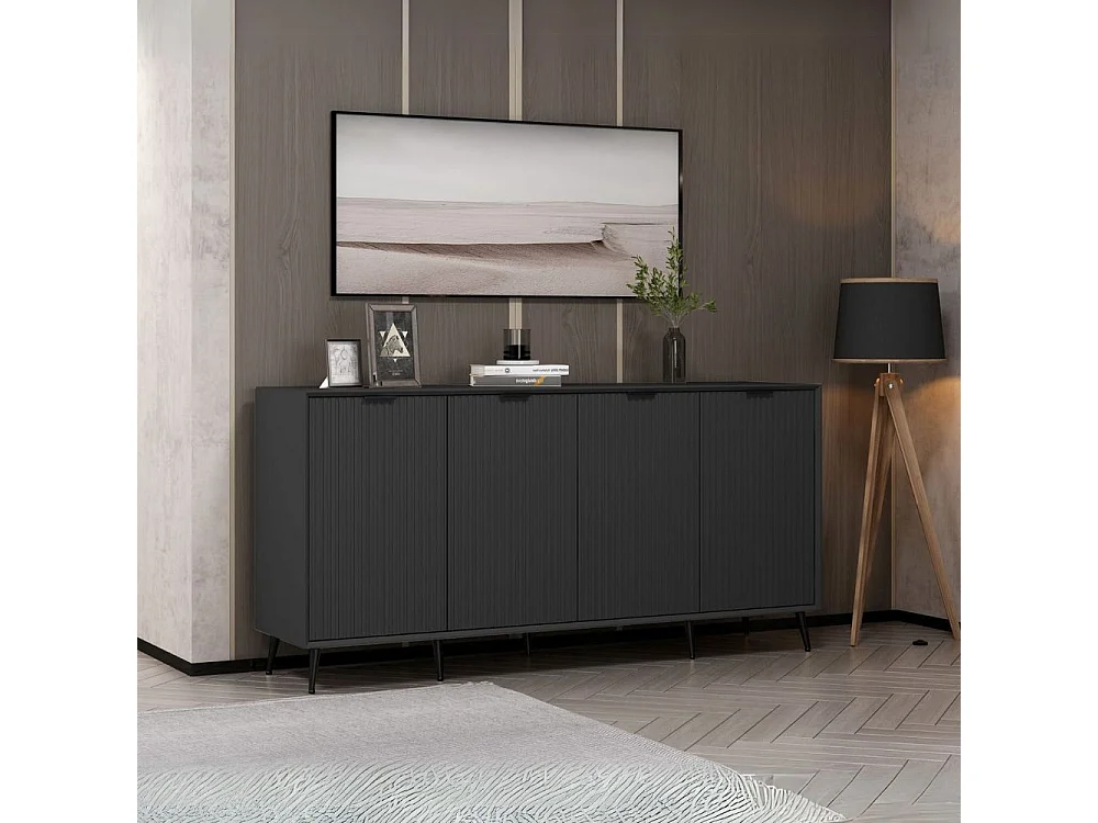 Madia Kale 4 ante antracite effetto cannettato 180x45x90H : Eleganza e Funzionalità