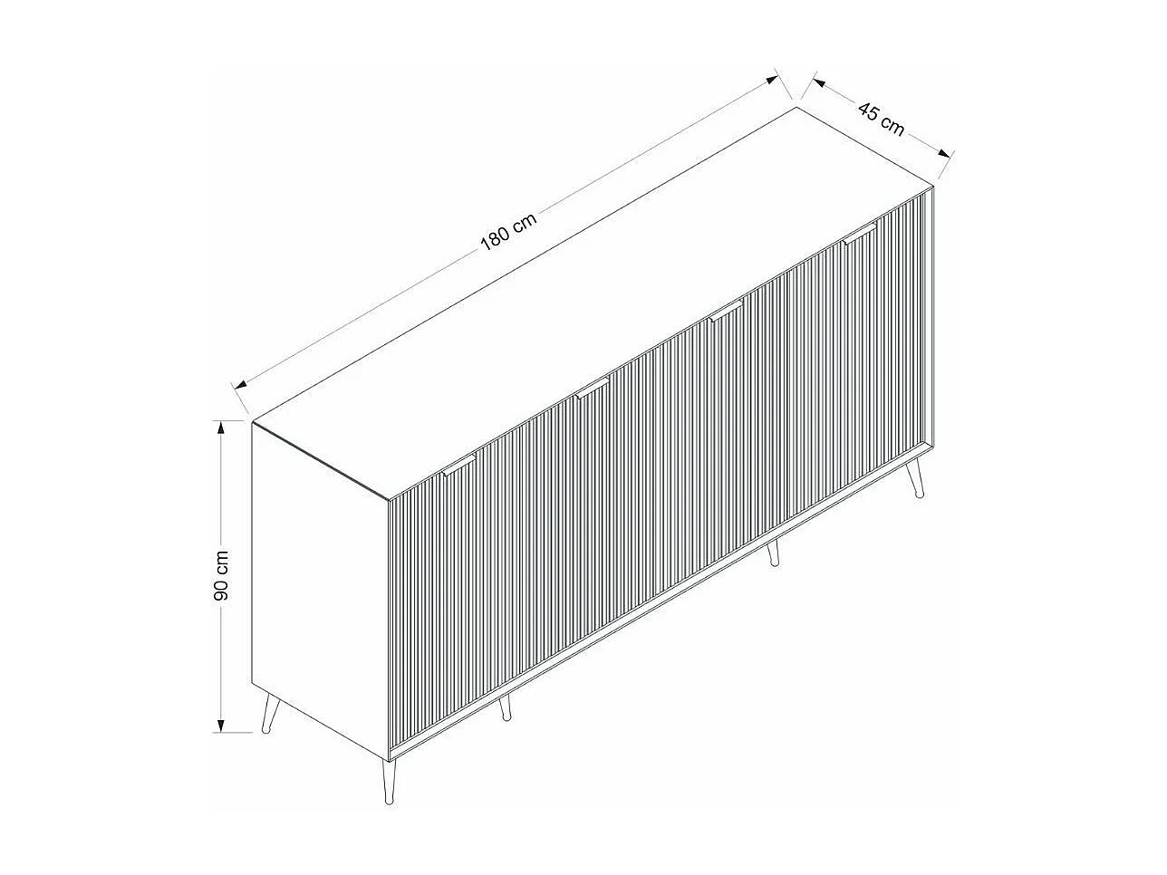 Madia Kale 4 ante antracite effetto cannettato 180x45x90H : Eleganza e Funzionalità