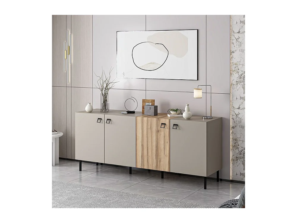 Madia Mila cashmere e rovere 180x47x75H – Eleganza e contrasto per un living raffinato