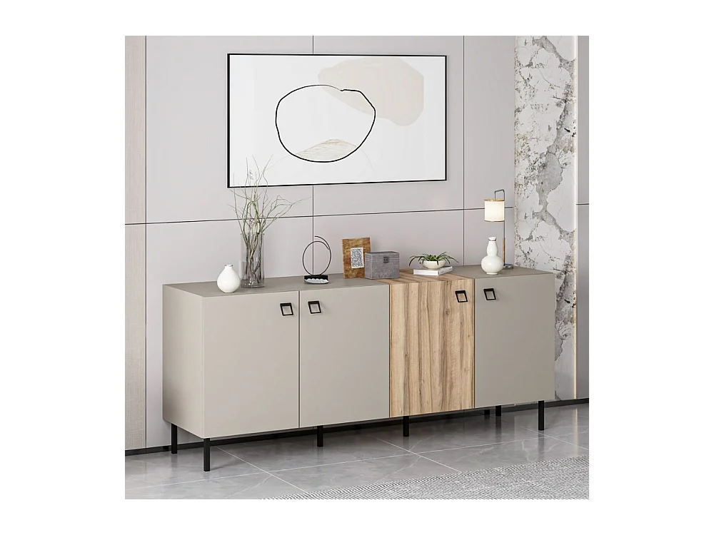 Madia Mila cashmere e rovere 180x47x75H – Eleganza e contrasto per un living raffinato