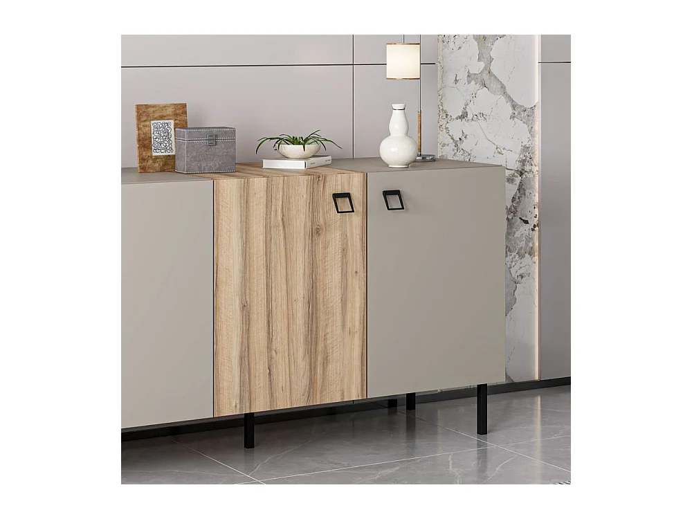 Madia Mila cashmere e rovere 180x47x75H – Eleganza e contrasto per un living raffinato