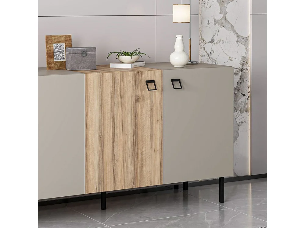 Madia Mila cashmere e rovere 180x47x75H – Eleganza e contrasto per un living raffinato