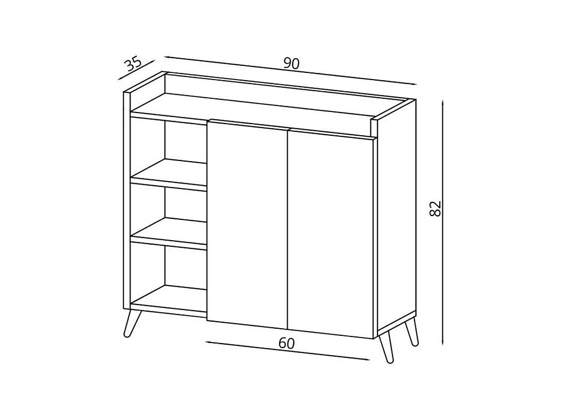 Madia rovere e bianco con 2 ante e vani a giorno Alary 90x35x82H