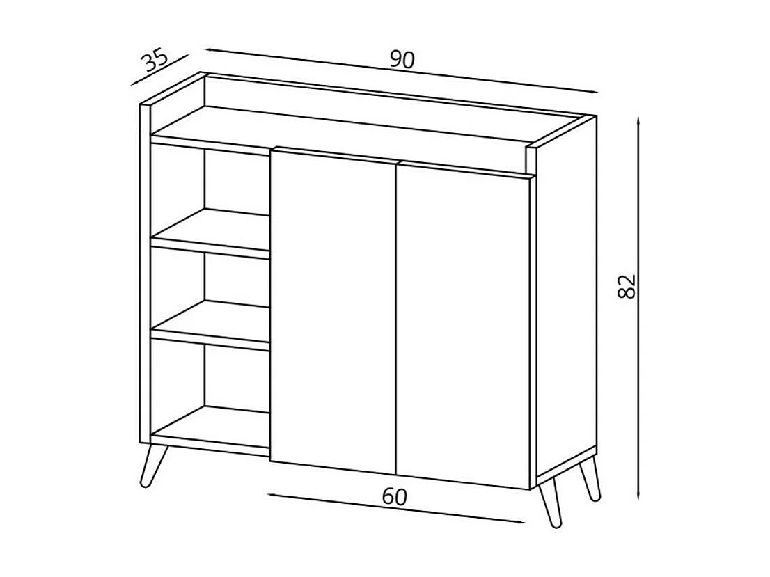 Madia rovere e bianco con 2 ante e vani a giorno Alary 90x35x82H