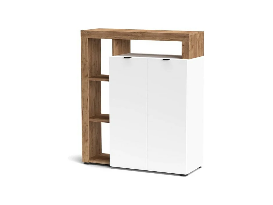 Credenza 2 ante e cornice con vani a giorno rovere tabacco e bianco Nexon2 108x41x126H