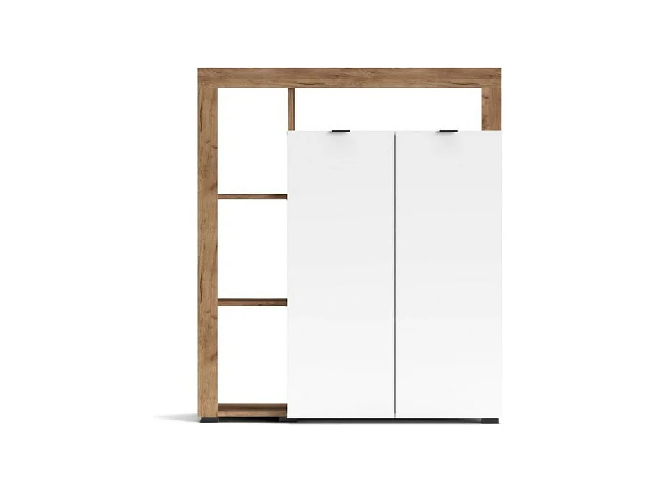 Credenza 2 ante e cornice con vani a giorno rovere tabacco e bianco Nexon2 108x41x126H