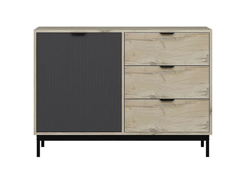 Madia Esta rovere chiaro e antracite con effetto cannettato 120x45x90H