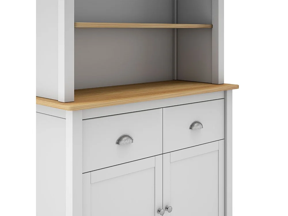 Vaisselier 4 portes 2 tiroirs en bois massif blanc 90 cm - Macha