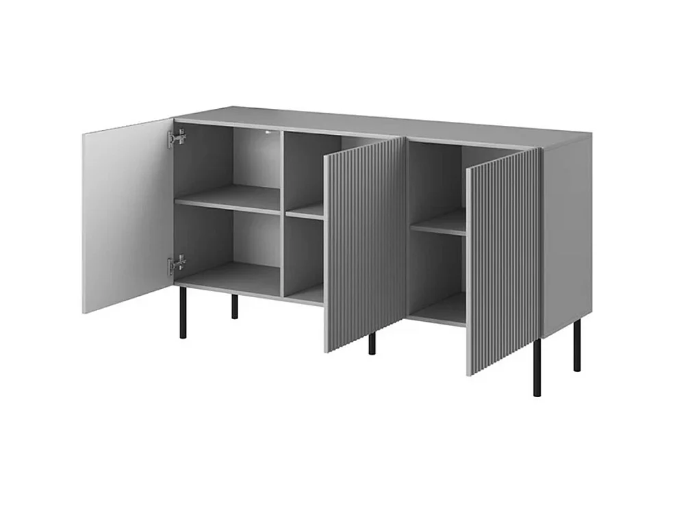 Madia Lotus 3 ante con frontali cannettati colore cashmere opaco 153.5x49x87.4H