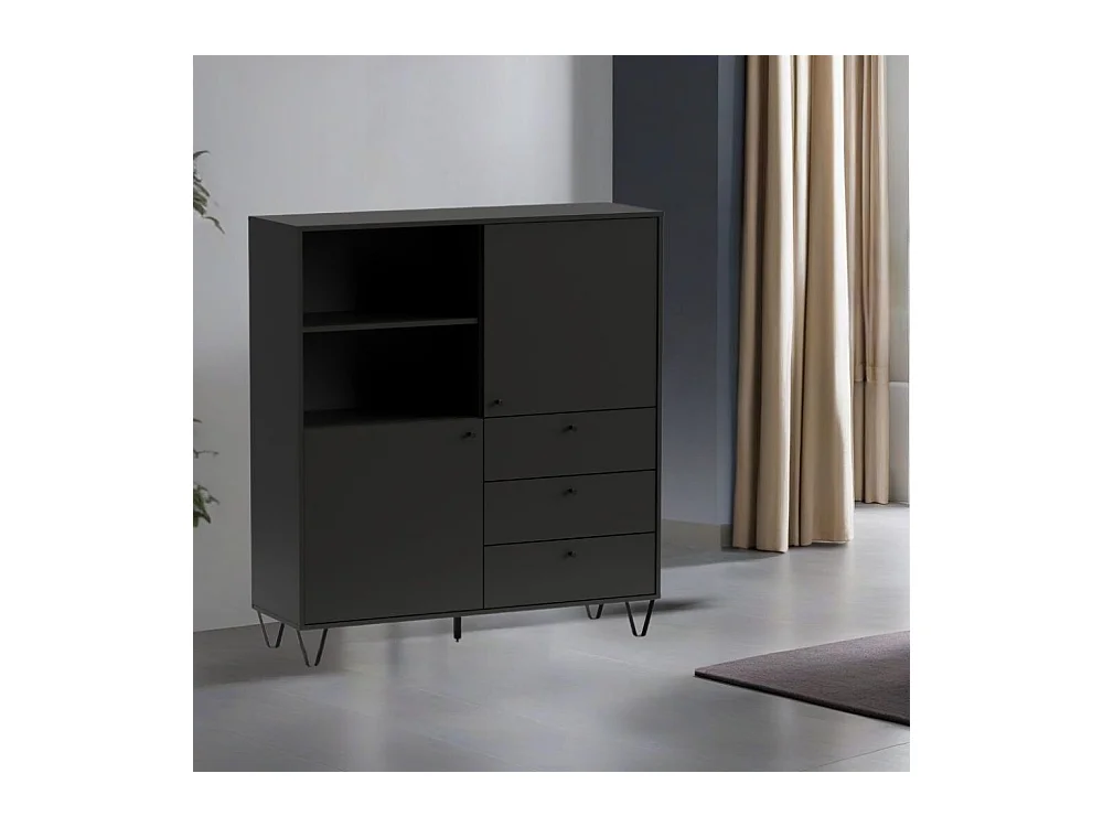 Credenza con ante cassetti e vano a giorno antracite ALDO6 123,6x40x135H
