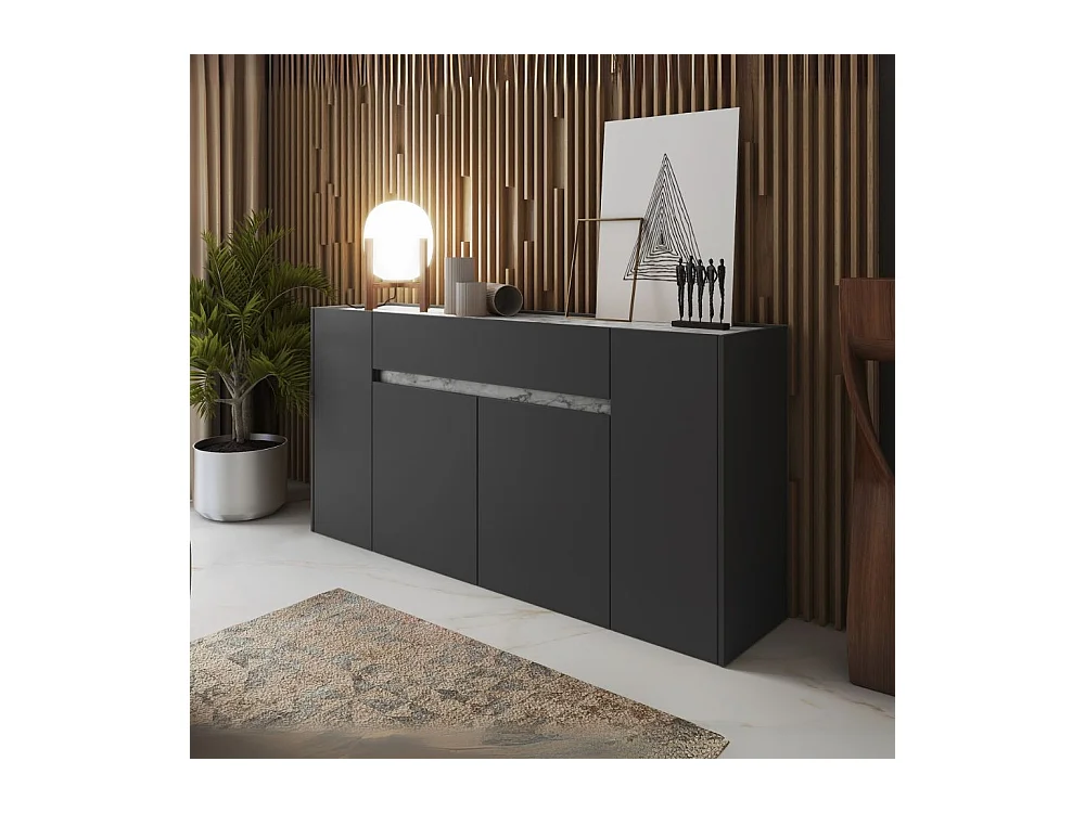Madia Nordik 4 ante e 1 cassetto in antracite e bianco 170x39.6x85H – Stile e funzionalità