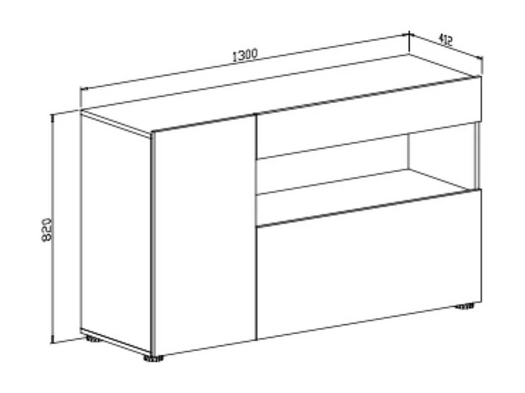 Madia Astra cemento e bianco con 2 ante cassetto e vano a giorno 130x41.2x82H