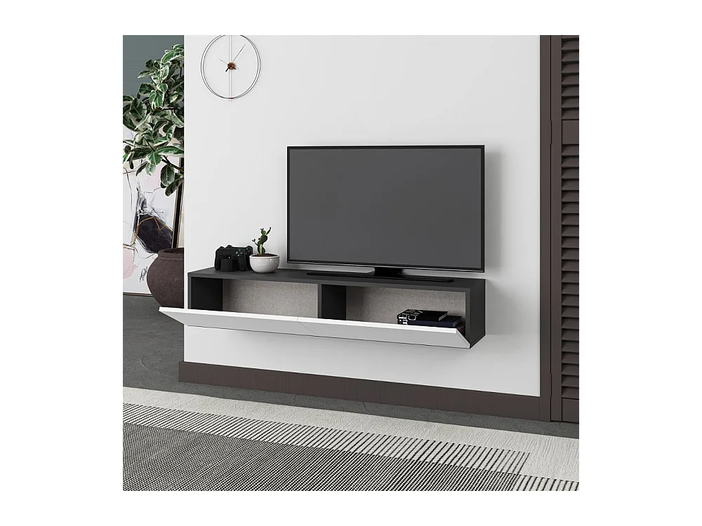 Mobile porta Tv sospeso ante a ribalta Francy colore antracite bianco