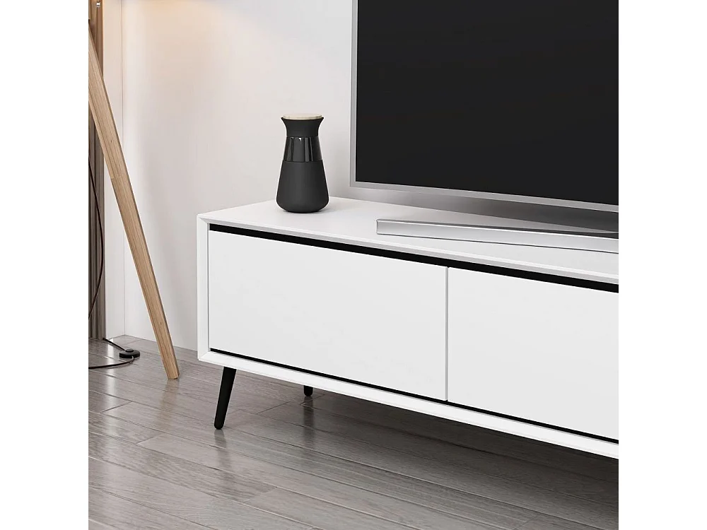Porta TV Mandy bianco 180x35x45H con 3 ante e piedi neri