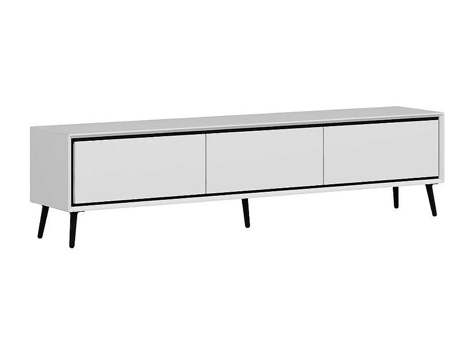 Porta TV Mandy bianco 180x35x45H con 3 ante e piedi neri
