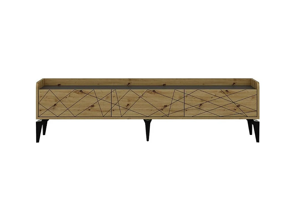 Mobile porta TV Raya rovere nodato 180x35x49H: Stile Geometrico e raffinatezza per un soggiorno di tendenza