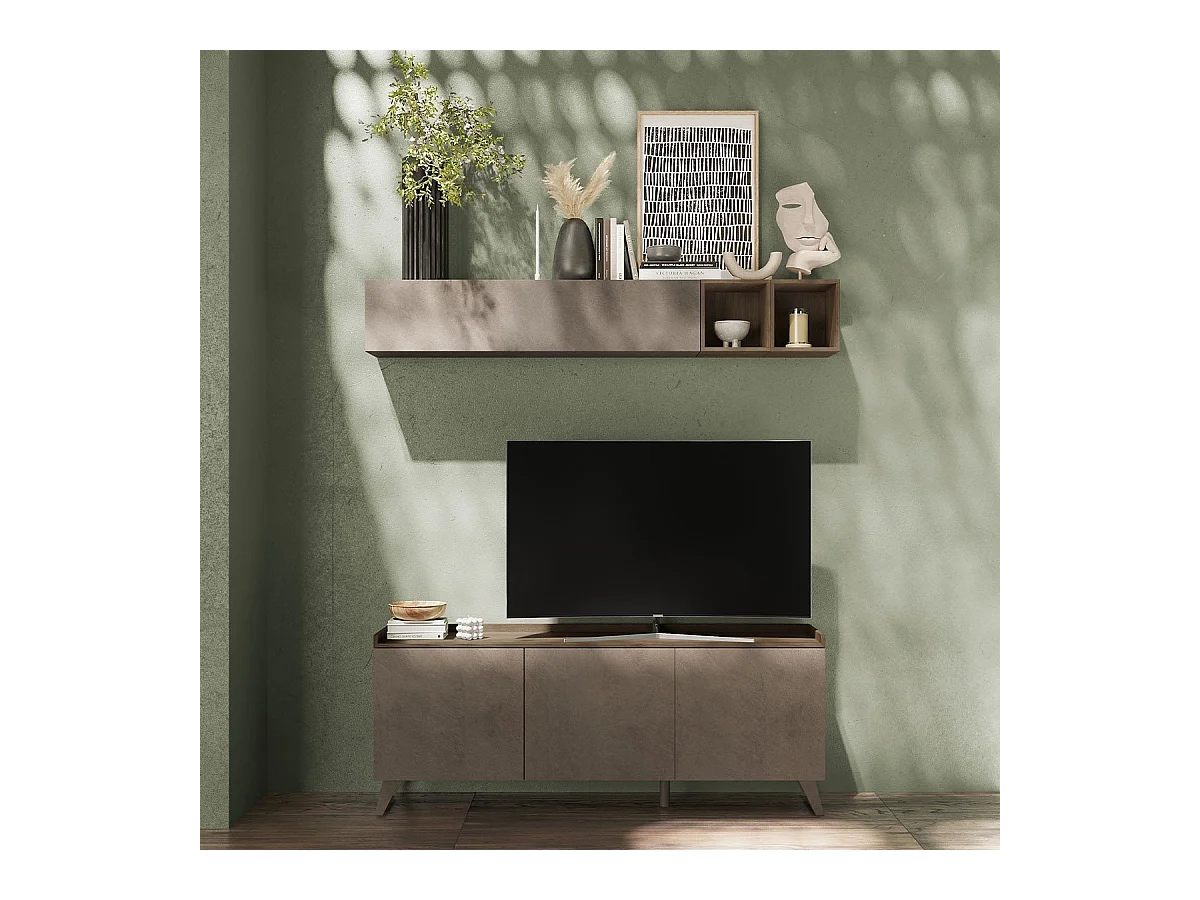 Mobile porta Tv 3 ante Polan 181x42x72h colore bronzo e mercure