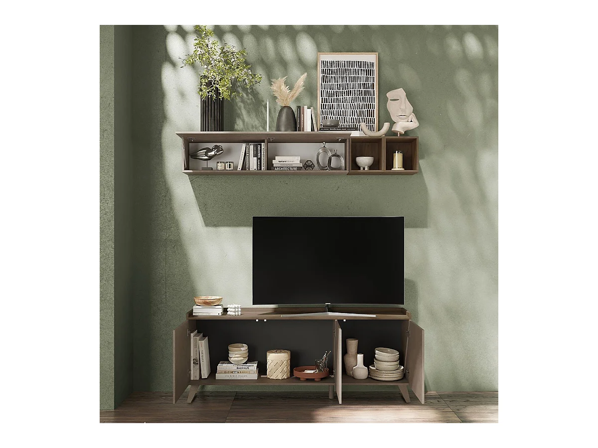 Mobile porta Tv 3 ante Polan 181x42x72h colore bronzo e mercure