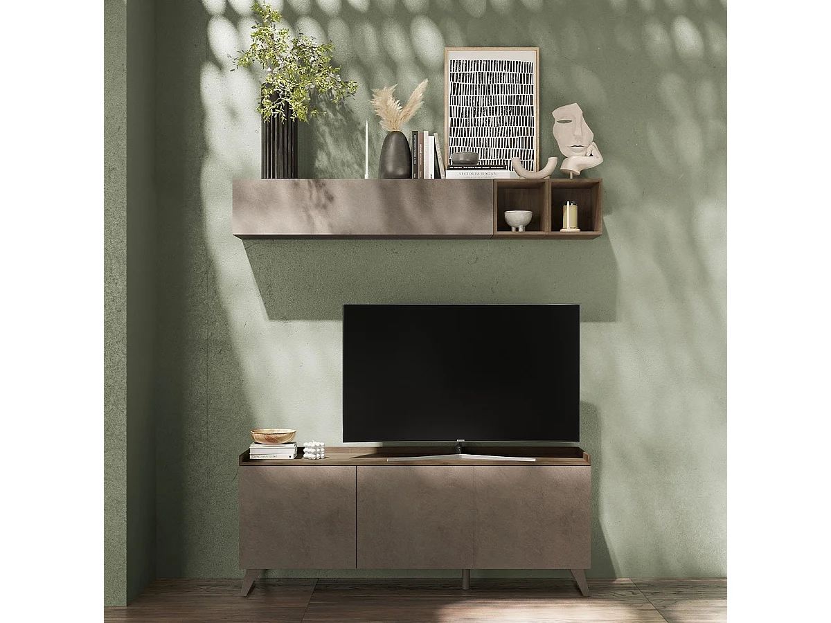 Mobile porta Tv 3 ante Polan 181x42x72h colore bronzo e mercure