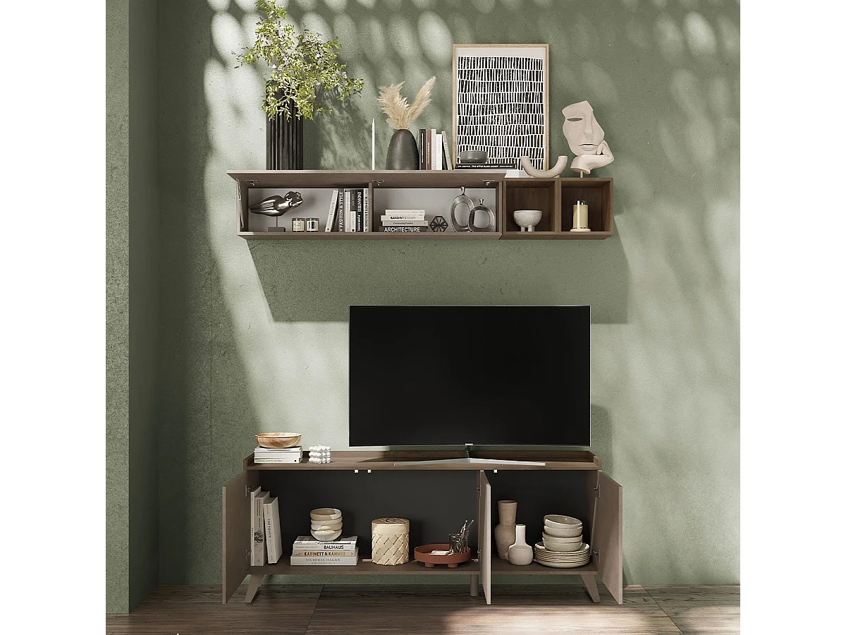 Mobile porta Tv 3 ante Polan 181x42x72h colore bronzo e mercure