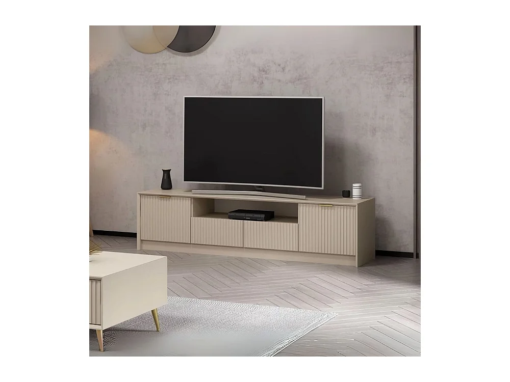 Porta TV Kale cashmere effetto cannettato 180x35x45H