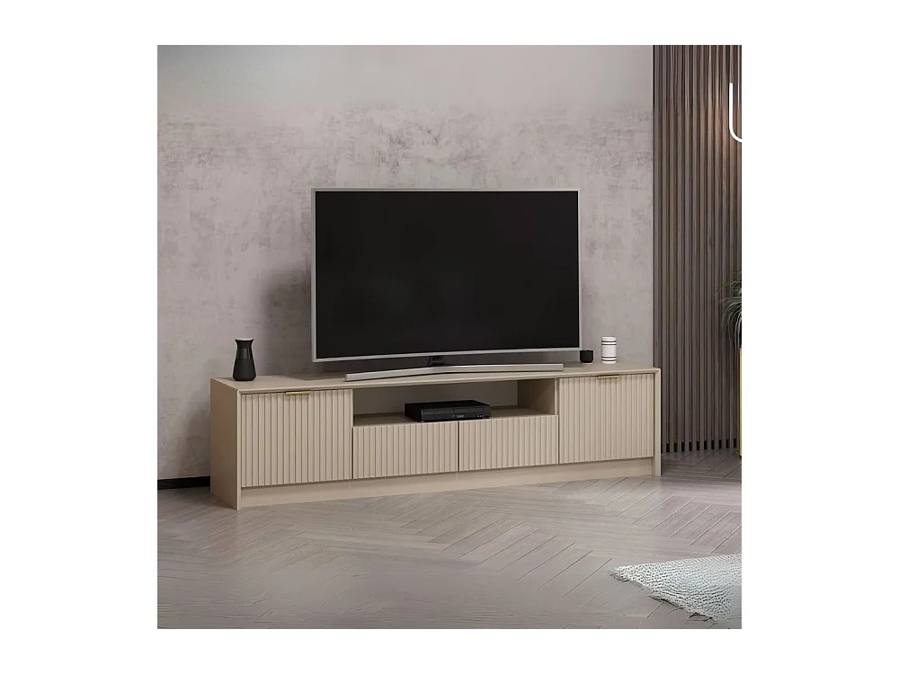 Porta TV Kale cashmere effetto cannettato 180x35x45H