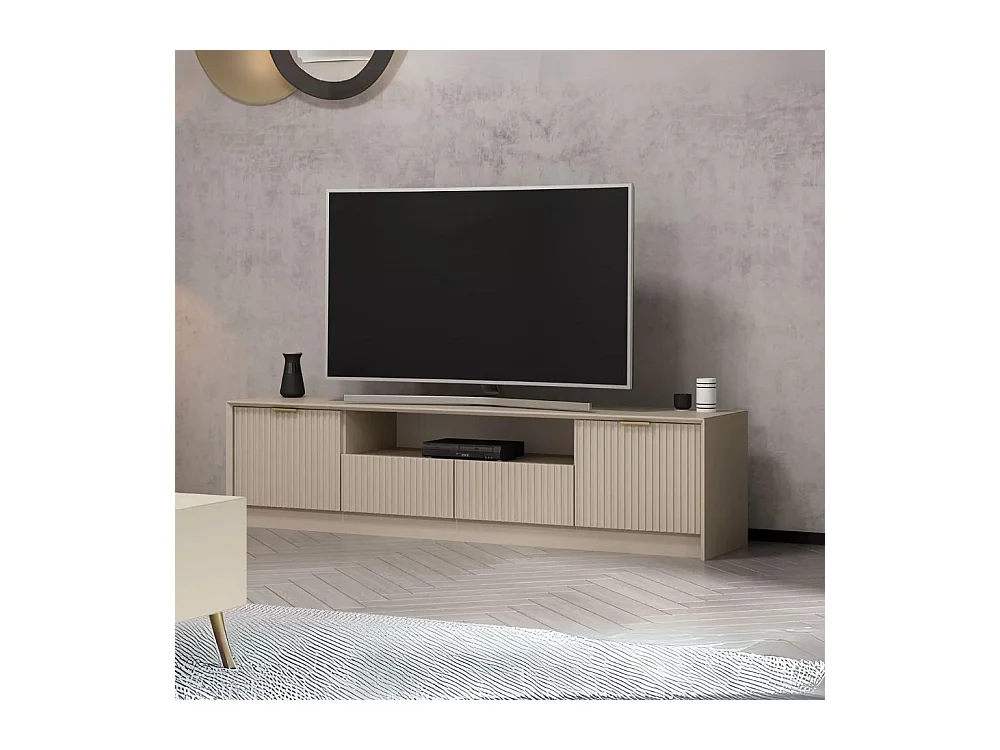 Porta TV Kale cashmere effetto cannettato 180x35x45H