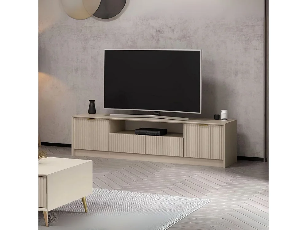Porta TV Kale cashmere effetto cannettato 180x35x45H
