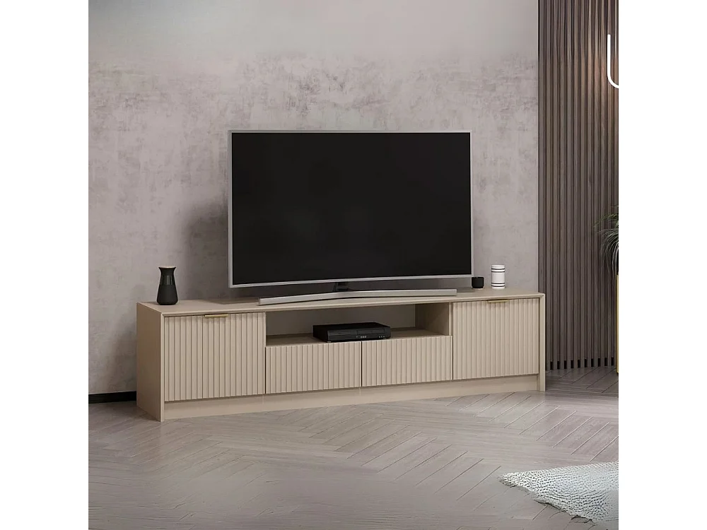 Porta TV Kale cashmere effetto cannettato 180x35x45H