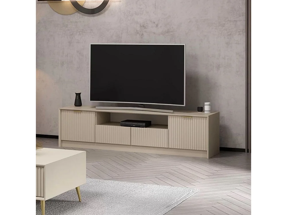 Porta TV Kale cashmere effetto cannettato 180x35x45H