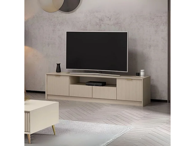 Porta TV Kale cashmere effetto cannettato 180x35x45H