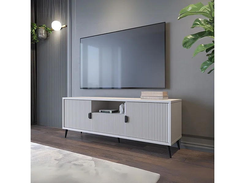Mobile porta TV Lotus 2 ante con frontali cannettati colore cashmere opaco 153,4x39,6x60,7H