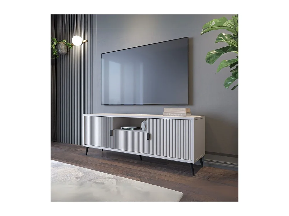 Mobile porta TV Lotus 2 ante con frontali cannettati colore cashmere opaco 153,4x39,6x60,7H