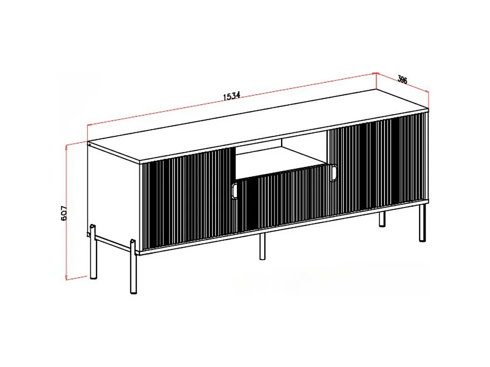 Mobile porta TV Lotus 2 ante con frontali cannettati colore cashmere opaco 153,4x39,6x60,7H