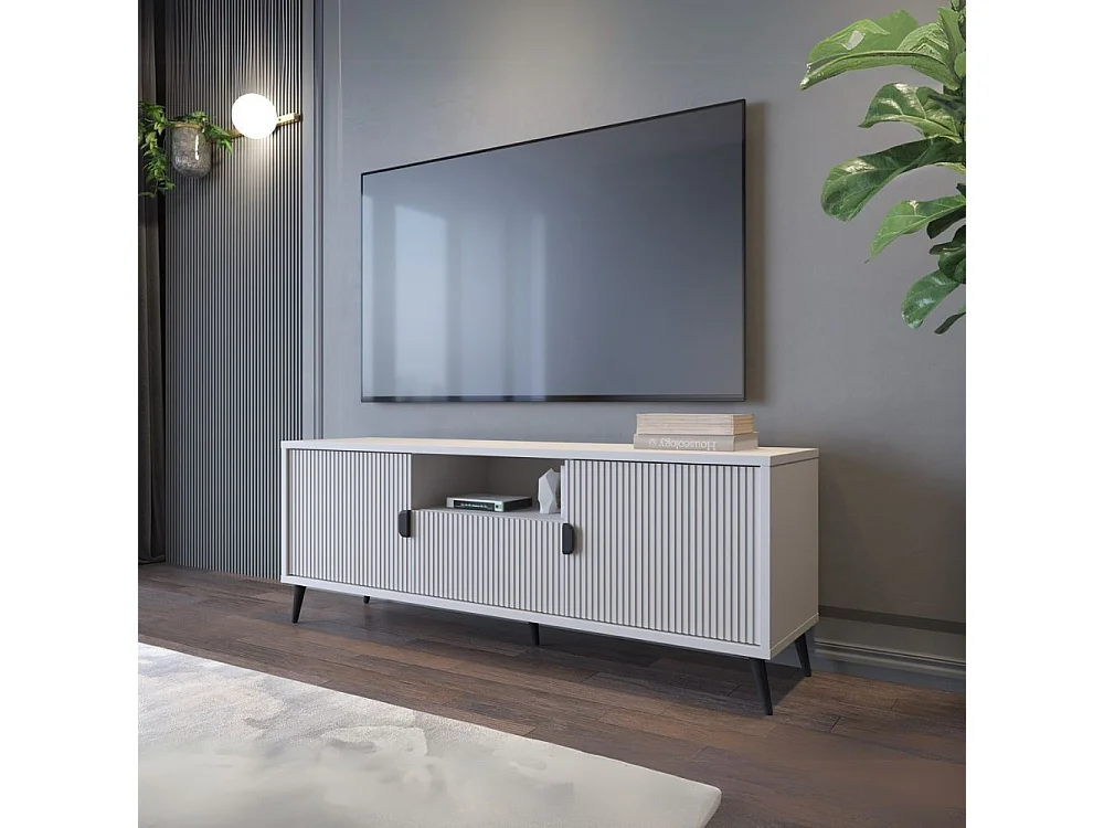 Mobile porta TV Lotus 2 ante con frontali cannettati colore cashmere opaco 153,4x39,6x60,7H
