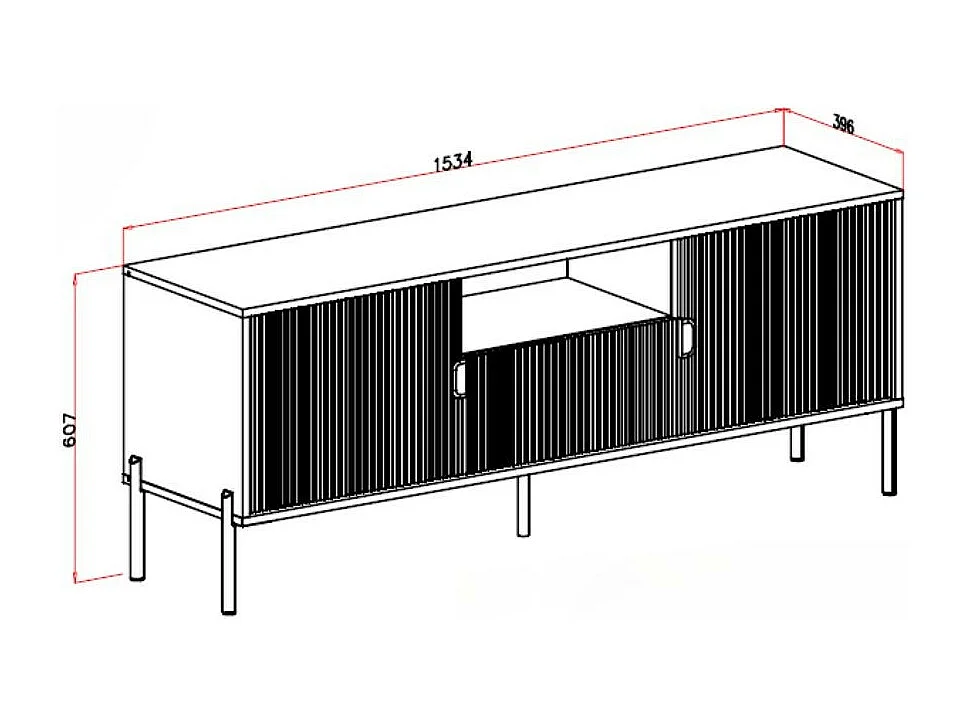 Mobile porta TV Lotus 2 ante con frontali cannettati colore cashmere opaco 153,4x39,6x60,7H