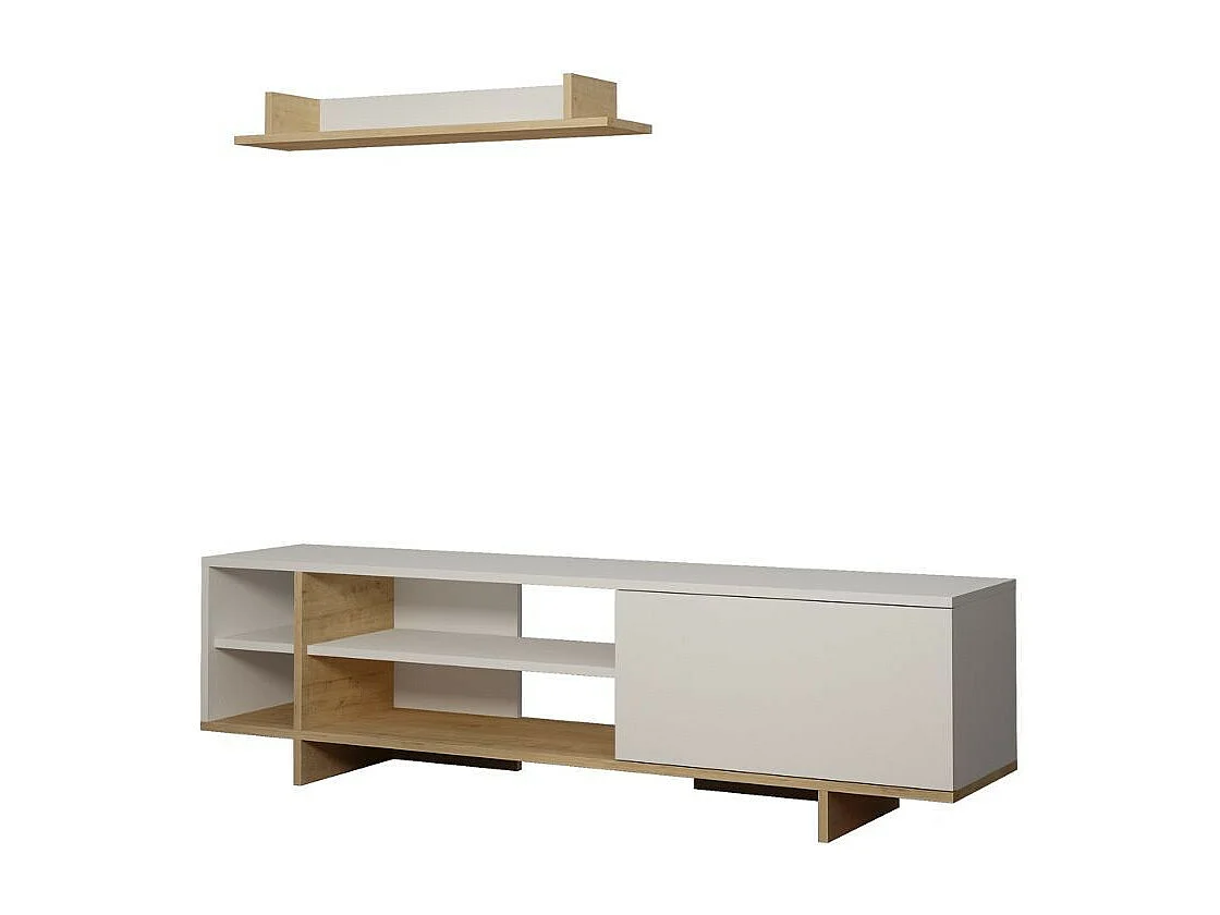 Mobile porta Tv Stockton con mensola a muro colore bianco