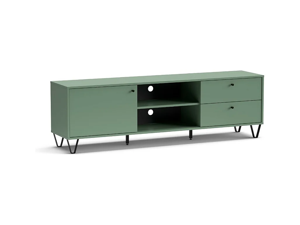 Mobile porta Tv Aldo1 con anta cassetti e vano a giorno 182x40x50,1H colore verde