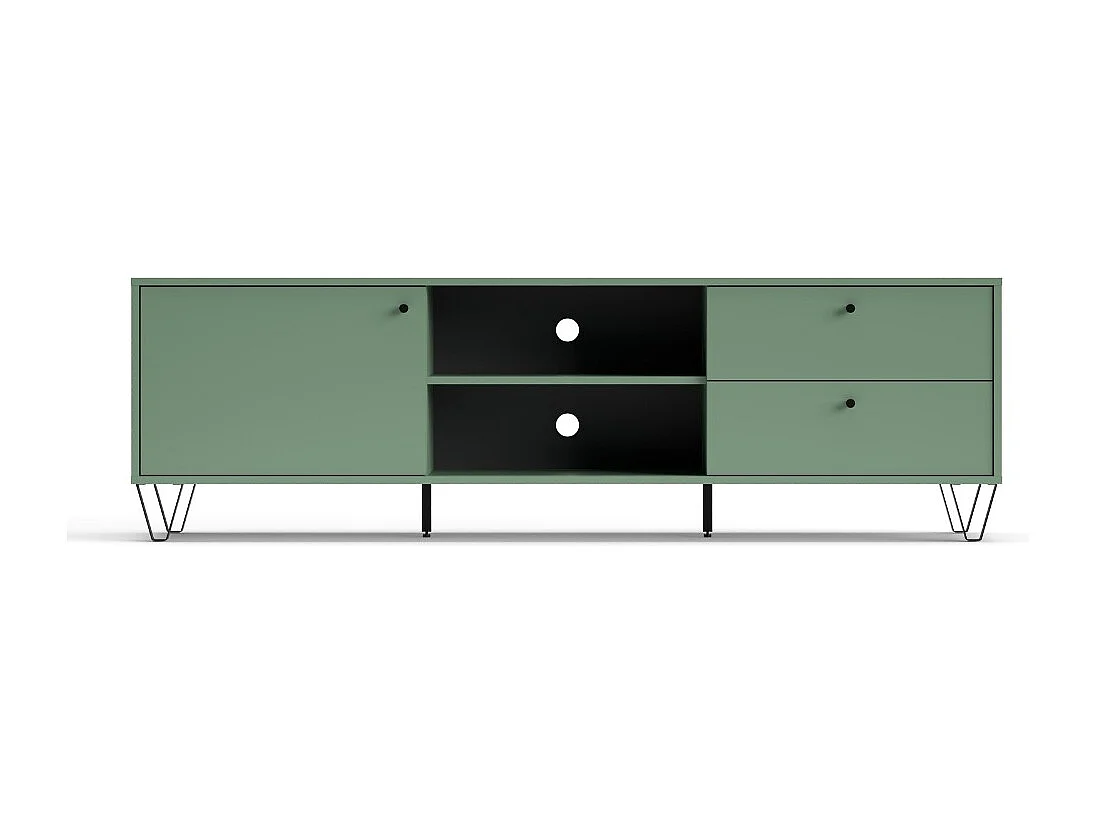 Mobile porta Tv Aldo1 con anta cassetti e vano a giorno 182x40x50,1H colore verde