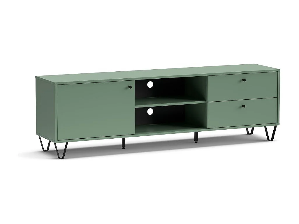 Mobile porta Tv Aldo1 con anta cassetti e vano a giorno 182x40x50,1H colore verde