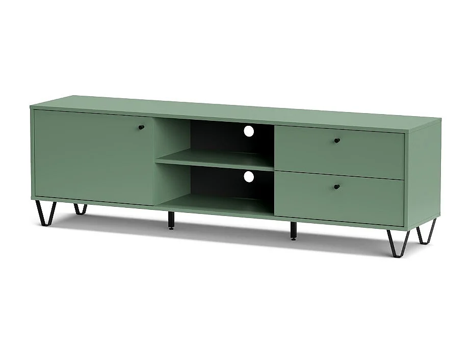 Mobile porta Tv Aldo1 con anta cassetti e vano a giorno 182x40x50,1H colore verde