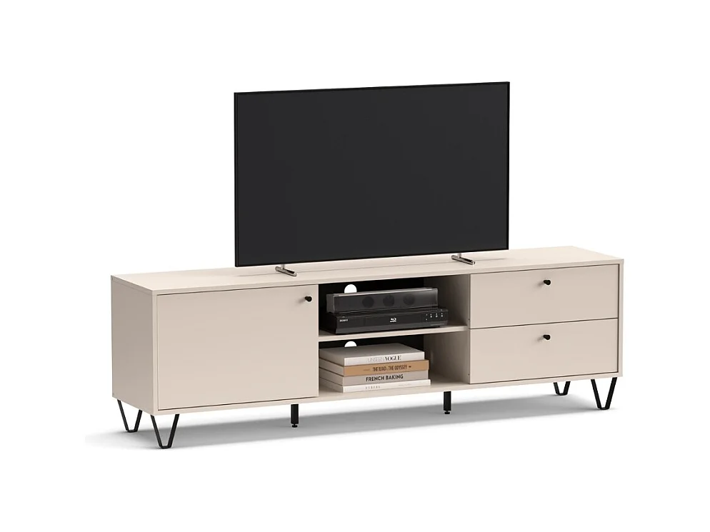 Mobile porta Tv Aldo1 con anta cassetti e vano a giorno 182x40x50,1H colore cashmere