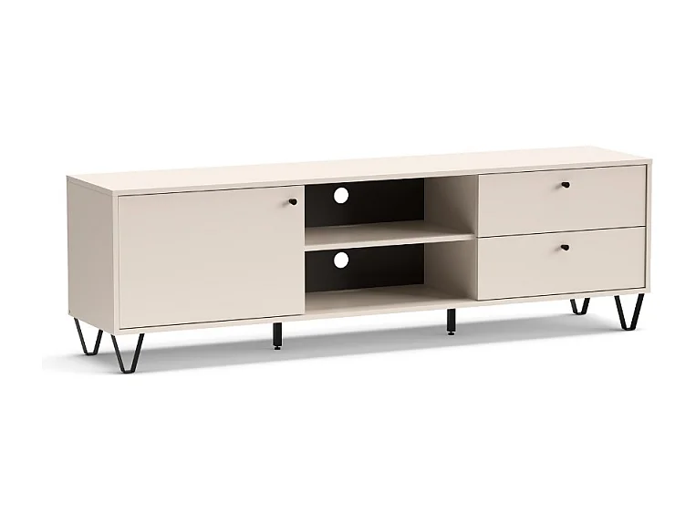 Mobile porta Tv Aldo1 con anta cassetti e vano a giorno 182x40x50,1H colore cashmere