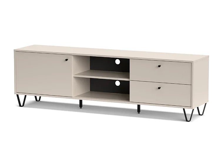 Mobile porta Tv Aldo1 con anta cassetti e vano a giorno 182x40x50,1H colore cashmere